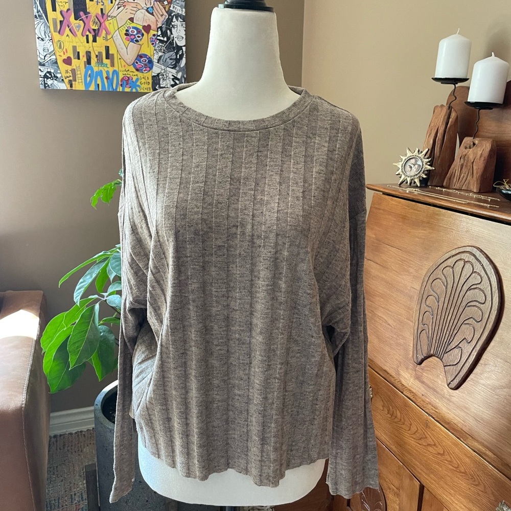 Dex Taupe Ribbed Knit Top